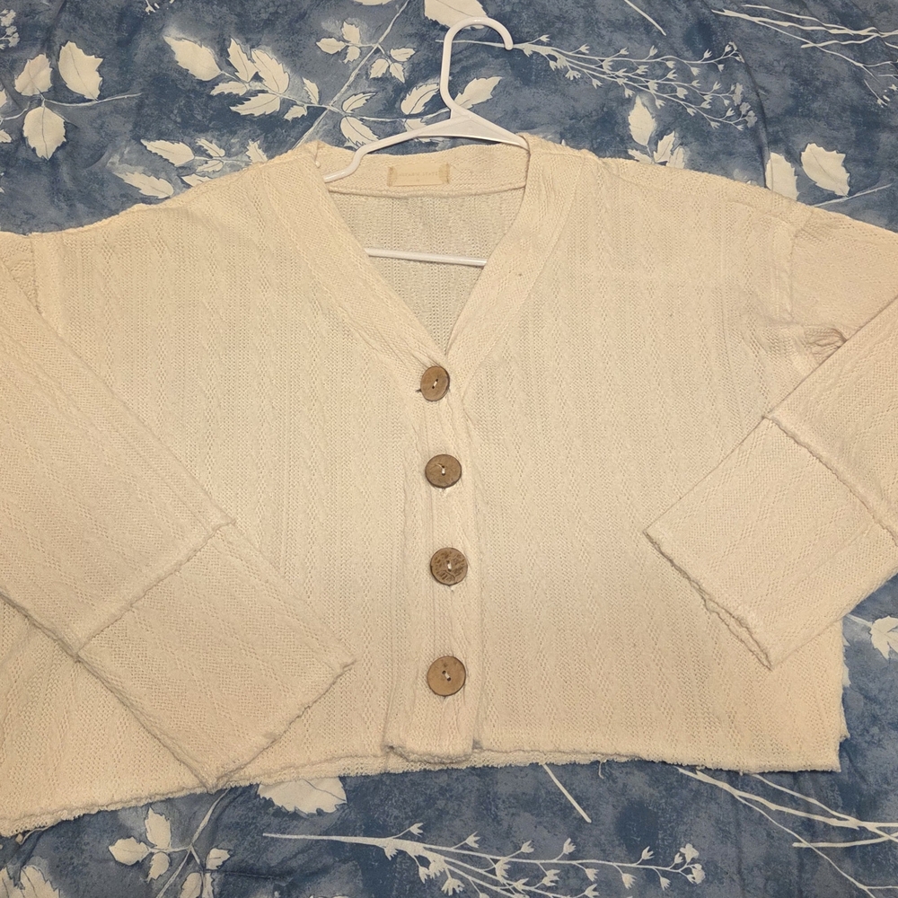 Altar'd State Cream Button-Up Cardigan